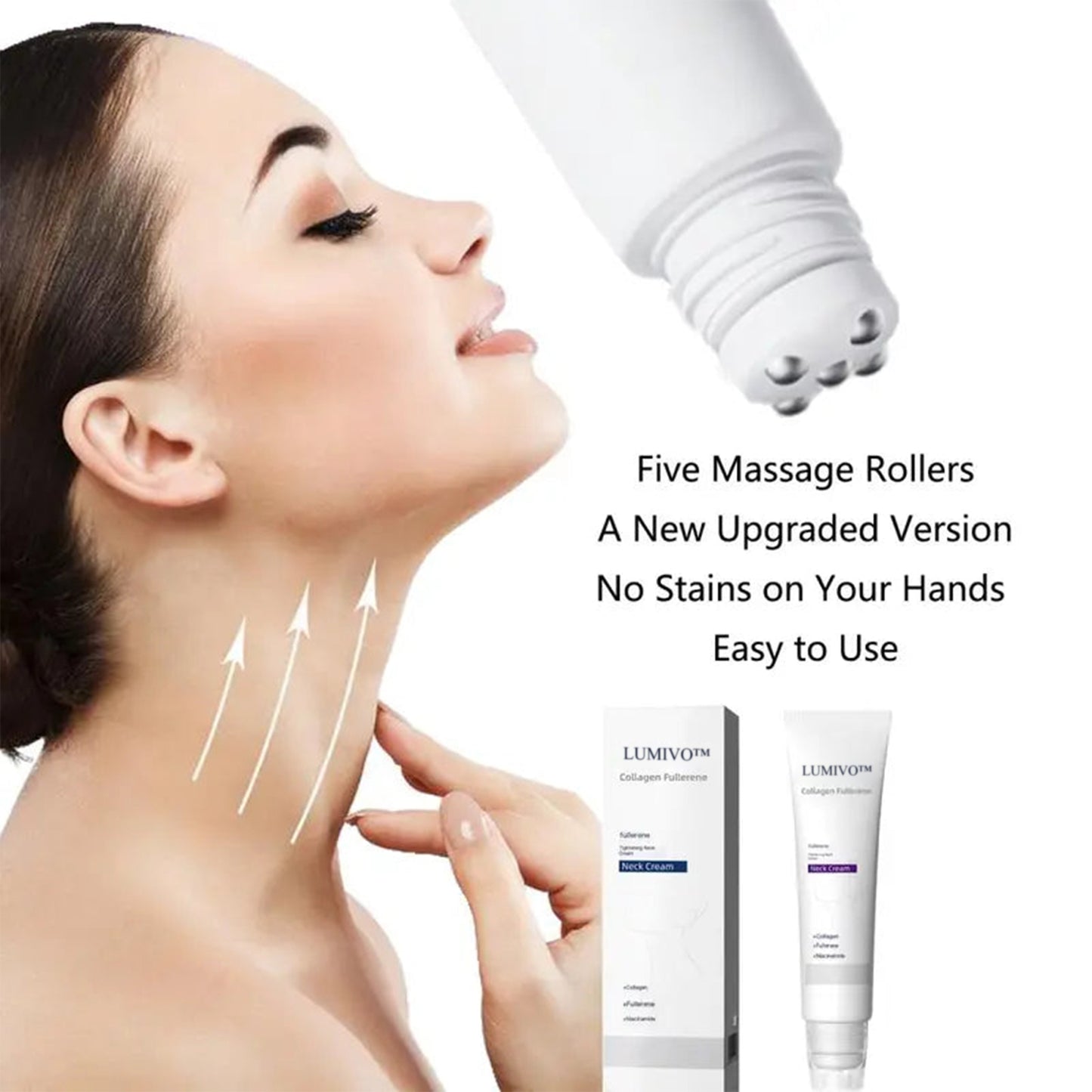 ✨ 5-Roller Neck Firming Cream Massager 💆‍♀️ Collagen Neck Care with Hyaluronic Acid, Vitamin C & E 8HZAN8